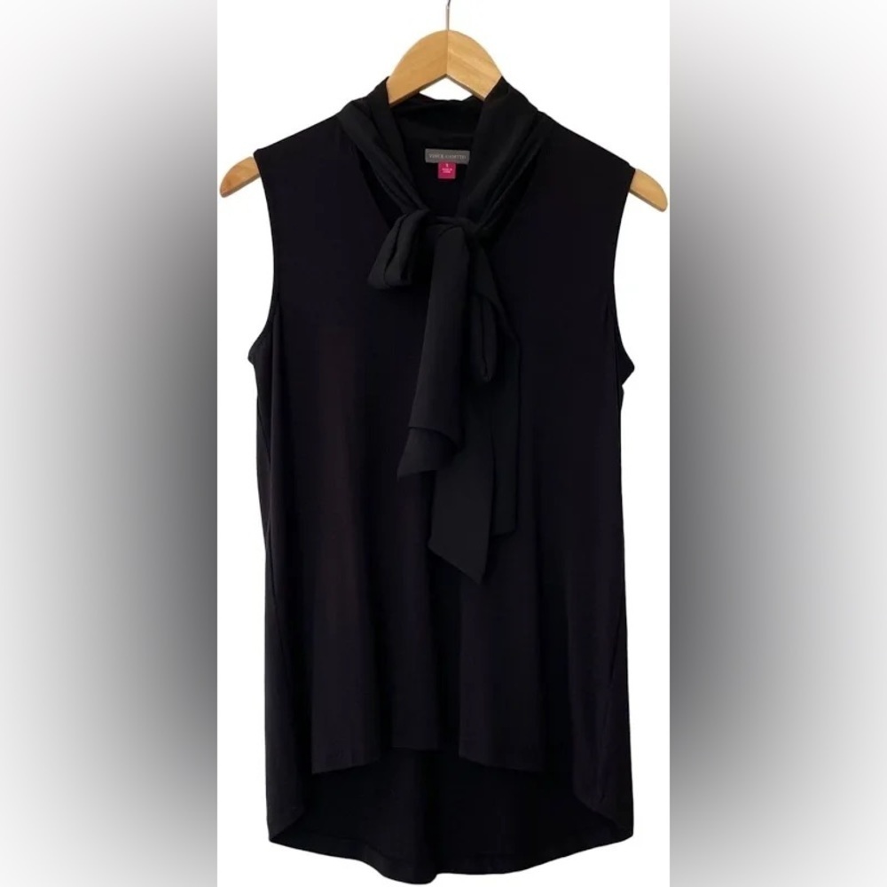 Vince Camuto Black Sleeveless Tie Front Blouse